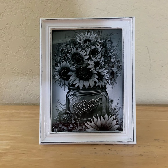 Farmhouse Sunflowers and jar picture 5x7 w/frame - Picture 1 of 1
